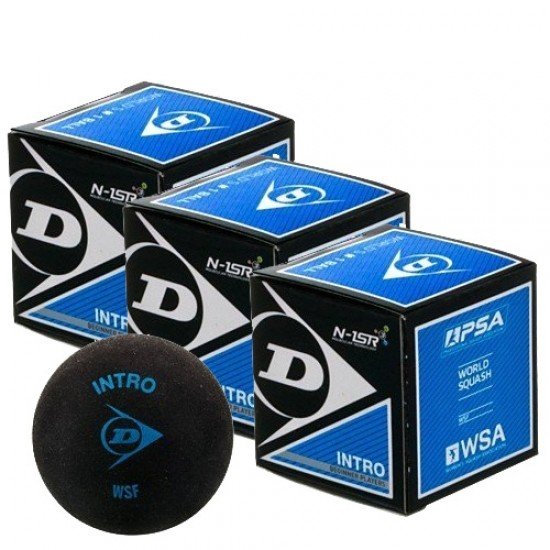 Dunlop Intro Blue Dot Squash Ball - Set of 3