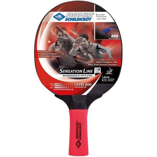 Donic Sensation 600 Table Tennis Bat ( Red / Black, 80 grams )