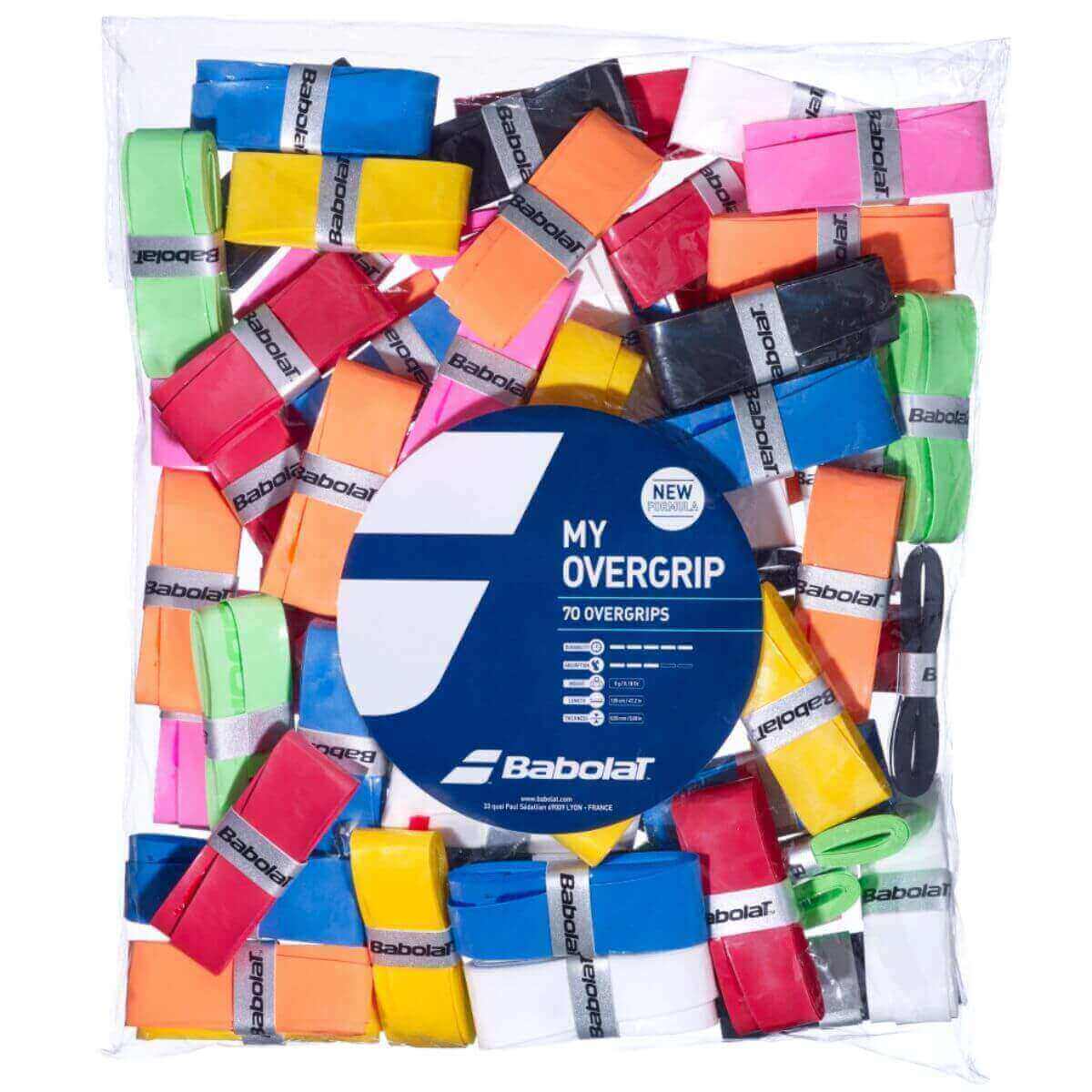 Babolat My Grip X70 Overgrip – 70 Soft Tacky Grips in Multicolors for Coaches and Players