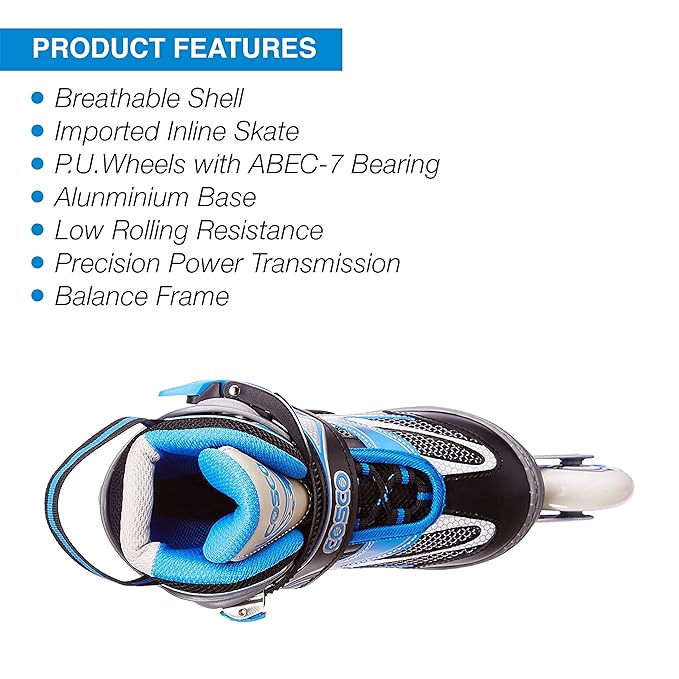Cosco Sprint Inline Skates – ABEC-7 Bearings, Aluminum Frame, Adjustable Size - Sports Galaxy - Online Sports Store in India Cosco Sprint Inline Skates – ABEC-7 Bearings, Aluminum Frame, Adjustable Size - Image 4
