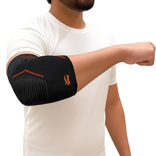 Tynor Elbow Support Air Brace - Four-Way Stretch with Anti-Slip Silicone Grip and Compression (Color May Vary)