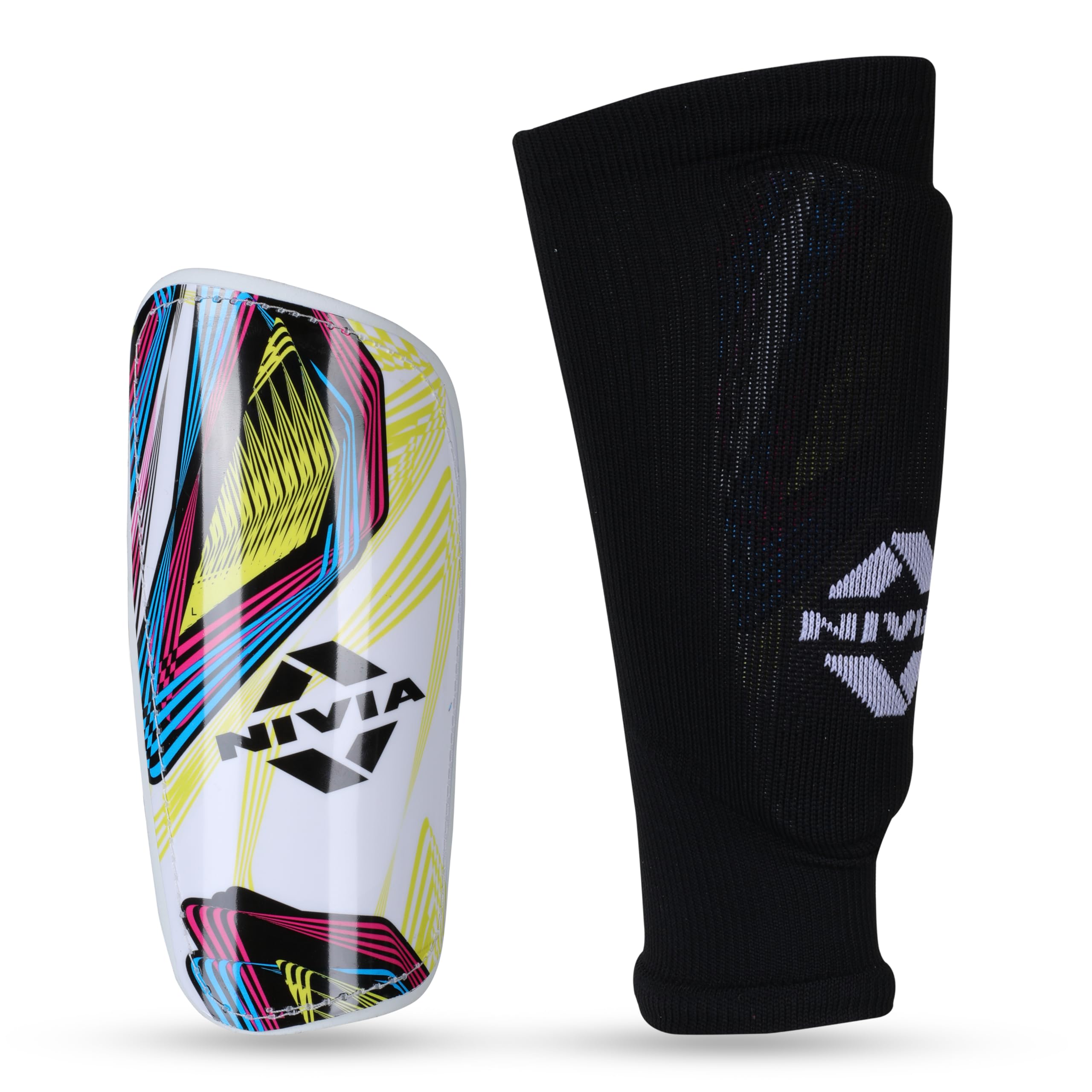 Nivia Classic Shin Guard With Sleeve – Hard Shell with Foam Padding & Ergonomic Single Strap Fit