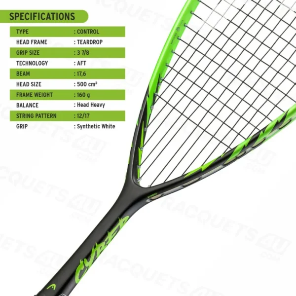 head cyber tour squash racquet green black 1 (1)