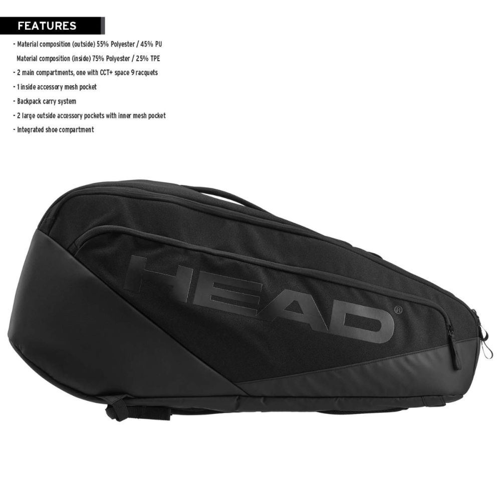 head 260015 pro x tennis racquet bag l bk 2