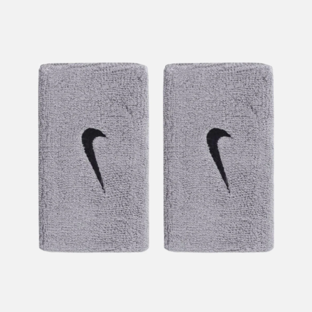 Nike Swoosh Doublewide Wristbands -(Matte Silver/Black)