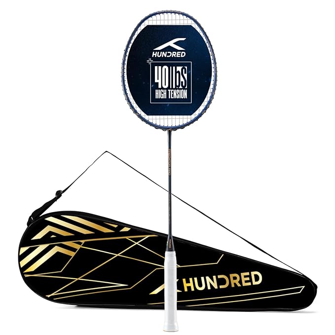 Sports Galaxy - Online Sports Store in India - Sports Galaxy - Online Sports Store in India Hundred Predator Pro Strung Badminton Racket - (Black/Blue, 4U)