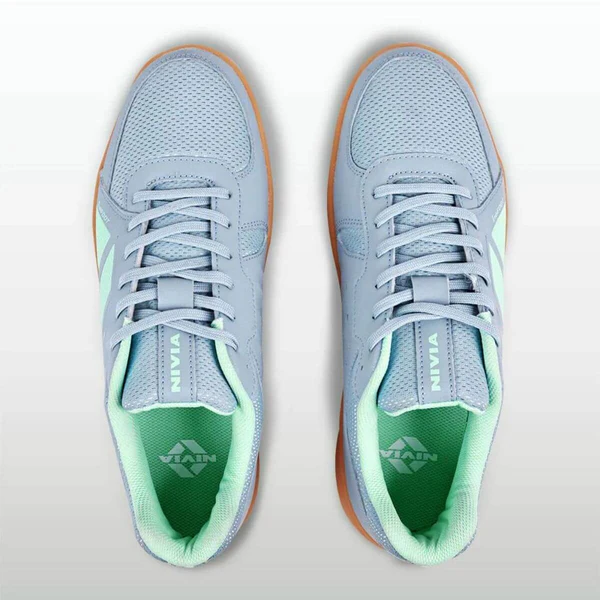 Nivia MID COURT Badminton Shoes (Comfort Grey/ Yucca)