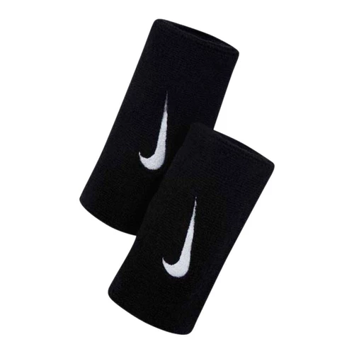 Nike Swoosh Doublewide WristBand- (Black/White) | Cotton Sports Wristband