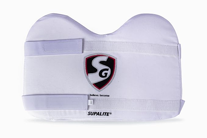 Sports Galaxy - Online Sports Store in India - Sports Galaxy - Online Sports Store in India SG SUPALITE Chest Guard | White | Junior Size | High Density Foam Ergonomically Designed | Molded Comfort Fit | Pull-On Closure | Lightweight | Impact Protection