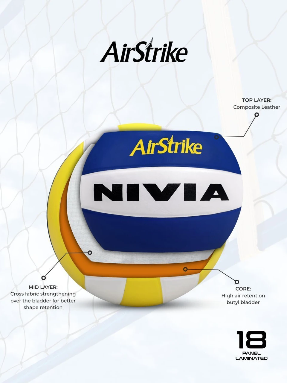 Nivia AIRSTRIKE PU Volleyball ( Size: 4) - Sports Galaxy - Online Sports Store in India Nivia AIRSTRIKE PU Volleyball ( Size: 4) - Image 4