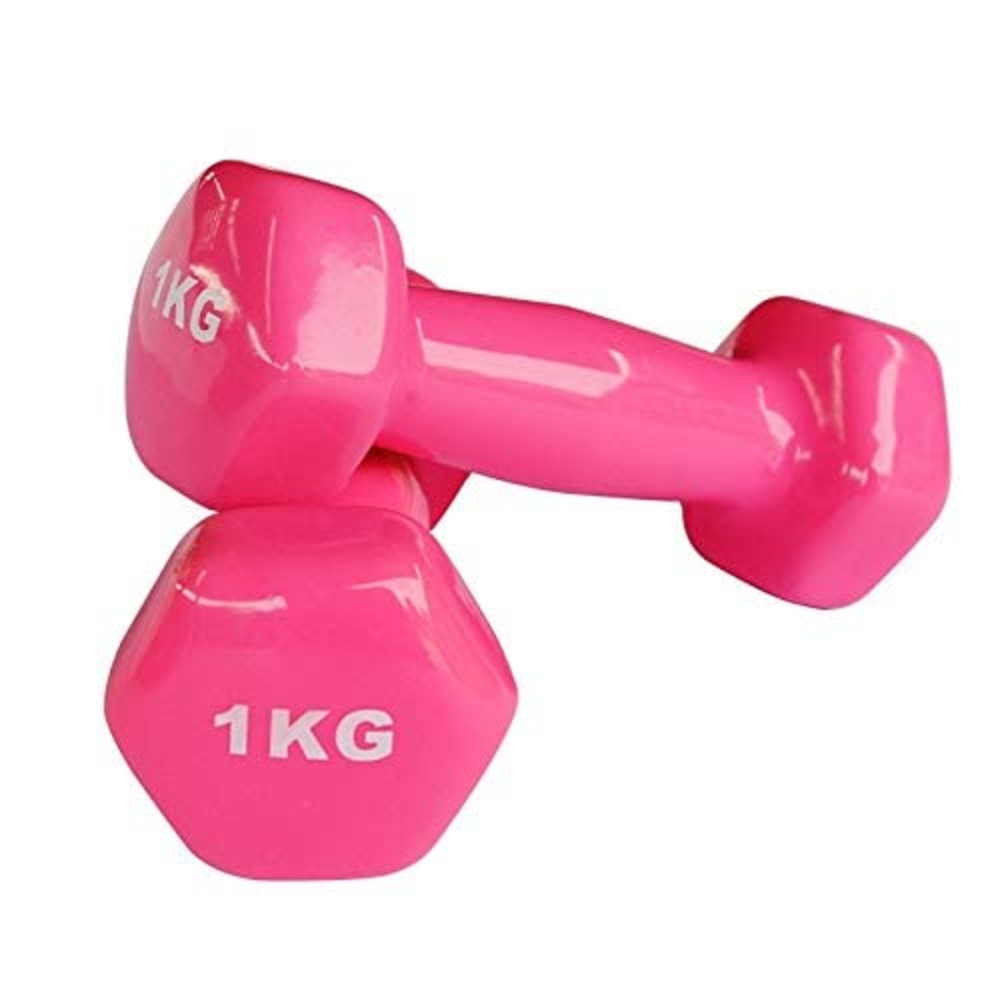 Sports Galaxy - Online Sports Store in India - Sports Galaxy - Online Sports Store in India Cosco Vinyl Dumbbell 1 Kg Set of 2 - Hexagonal PVC Dumbbell for Home Workouts