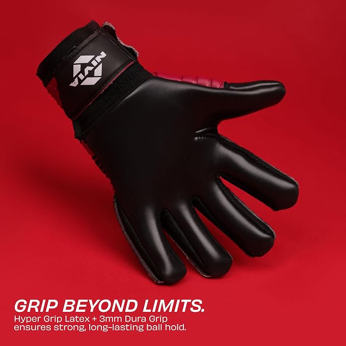 Nivia Raptor Torrido Football Goalkeeper Gloves for Men & Women, Positive Roll Hybrid Cut, Extra Grip (Red/Black) - Sports Galaxy - Online Sports Store in India Nivia Raptor Torrido Football Goalkeeper Gloves for Men & Women, Positive Roll Hybrid Cut, Extra Grip (Red/Black) - Image 4