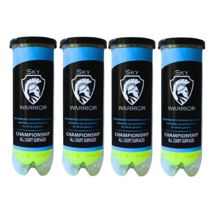 Skywarrior Championship All Court Tennis Ball - 4 Cans Pack (12 Balls)