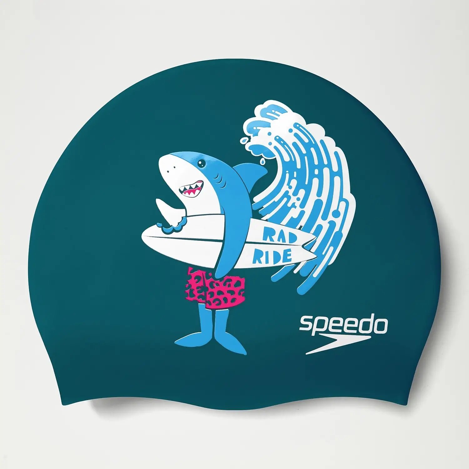Speedo Junior Printed Silicone Cap Blue