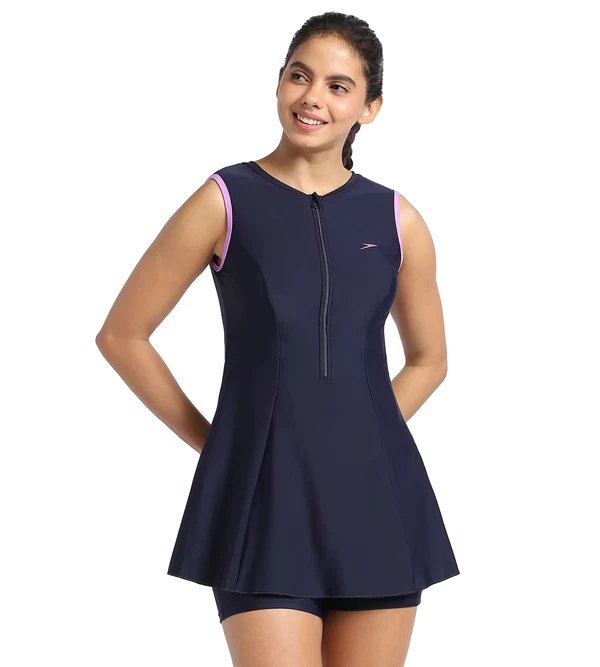 Women's Endurance Closedback Swimdress With Boyleg - True Navy/Sweet Purple - Female