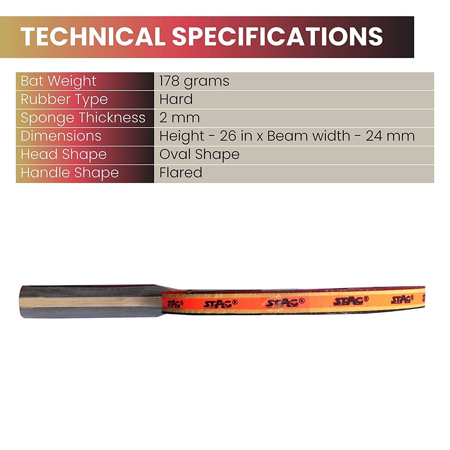 STAG 5 Star Table Tennis bat - Sports Galaxy - Online Sports Store in India STAG 5 Star Table Tennis bat